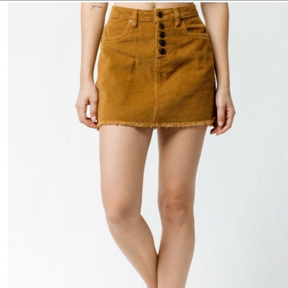 Indigo Rein Half Button Front Corduroy mini skirt Sz 3 / 26” - Picture 2 of 4